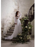Long Sleeves White Chiffon Airy Wedding Dress